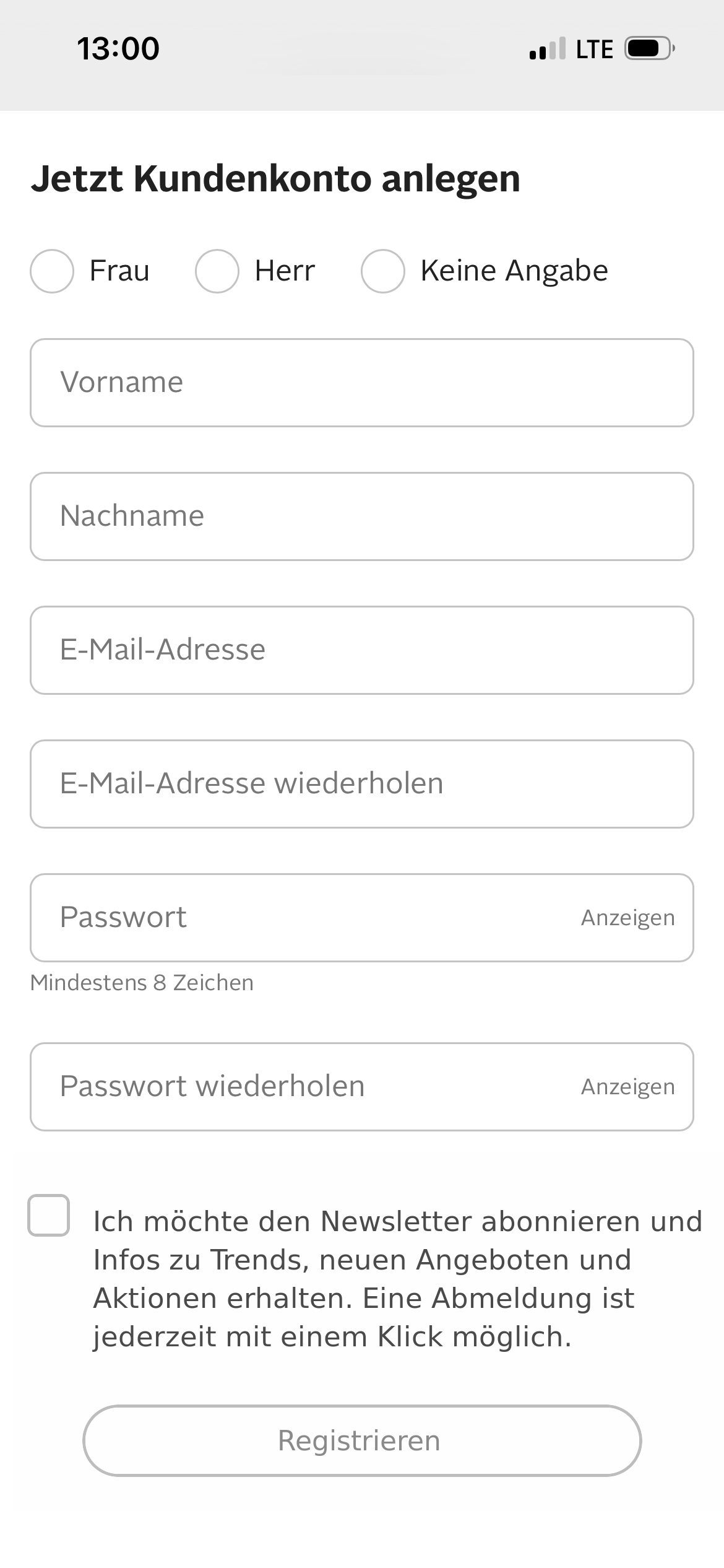 Expressregistrierung in der App